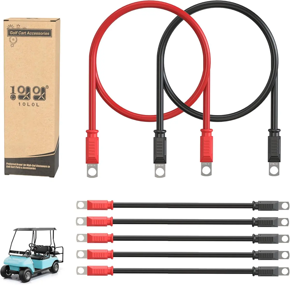 10L0l 48V Golf Cart Battery Cable Set For Club Car Ds & Precedent (1994-Up, 7 Pcs, 3/4 Awg) 1