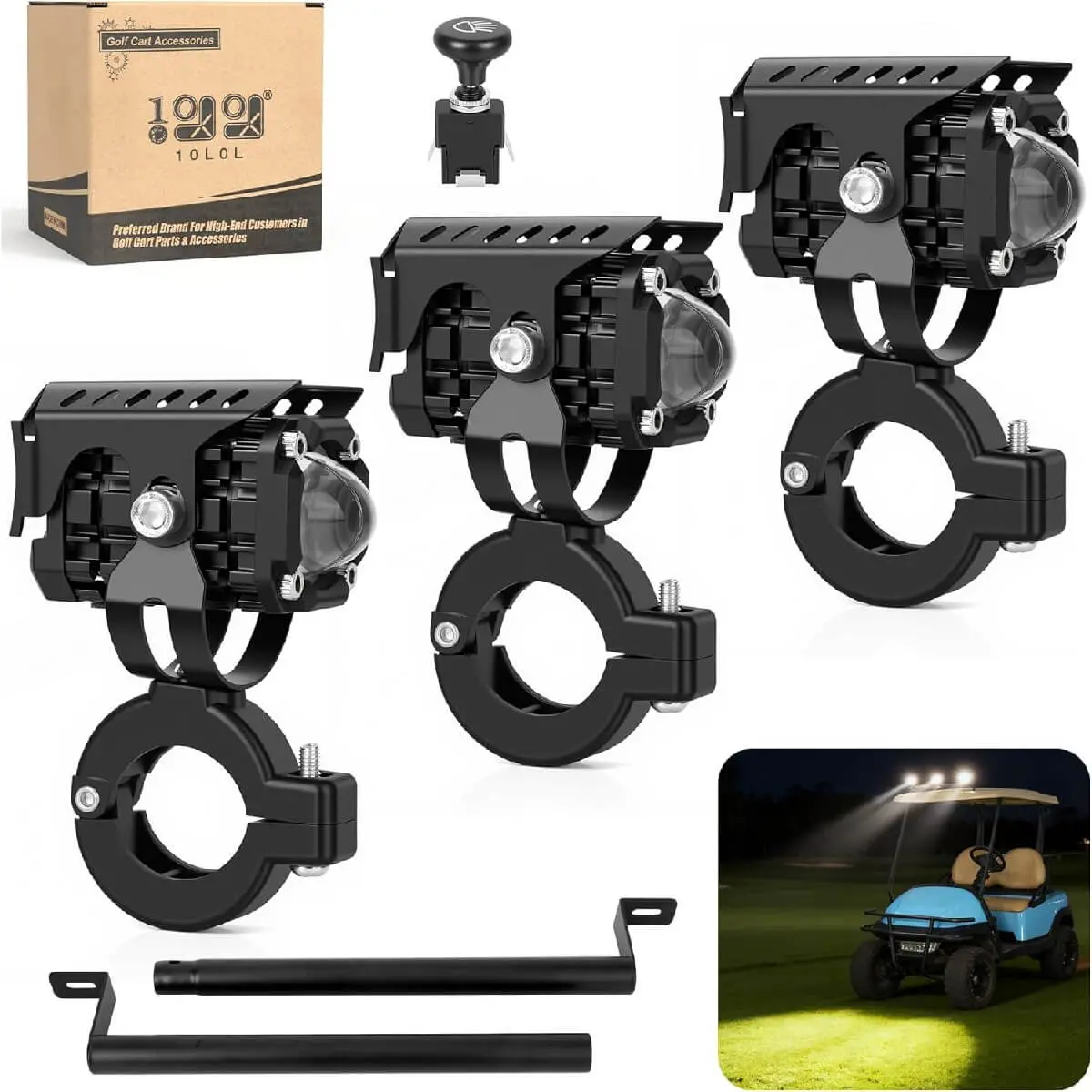 10L0l 5000 Lumens Universal Spot Flood Led Work Light Kit For Golf Cart, Utv, And Suv 1