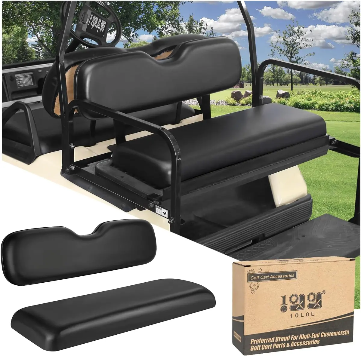 Deluxe Golf Cart Rear Seat Replacement Cushion For Ezgo Club Car Yamaha - 10L0l 1