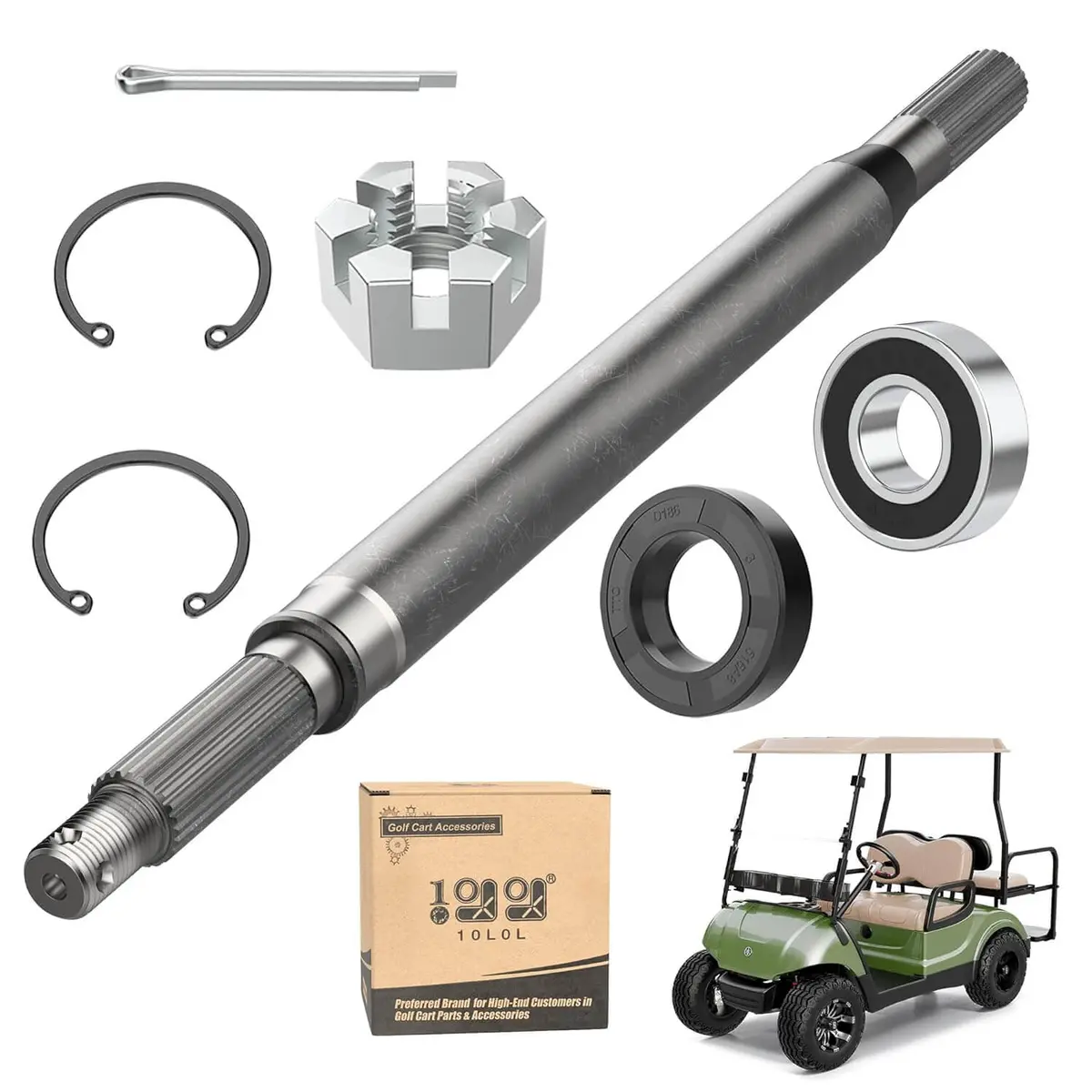 Golf Cart Rear Axle With Bearing Seal Kit For Yamaha G16 G19 G22 1996-2008 Drive 2015-Up - 10L0l 1