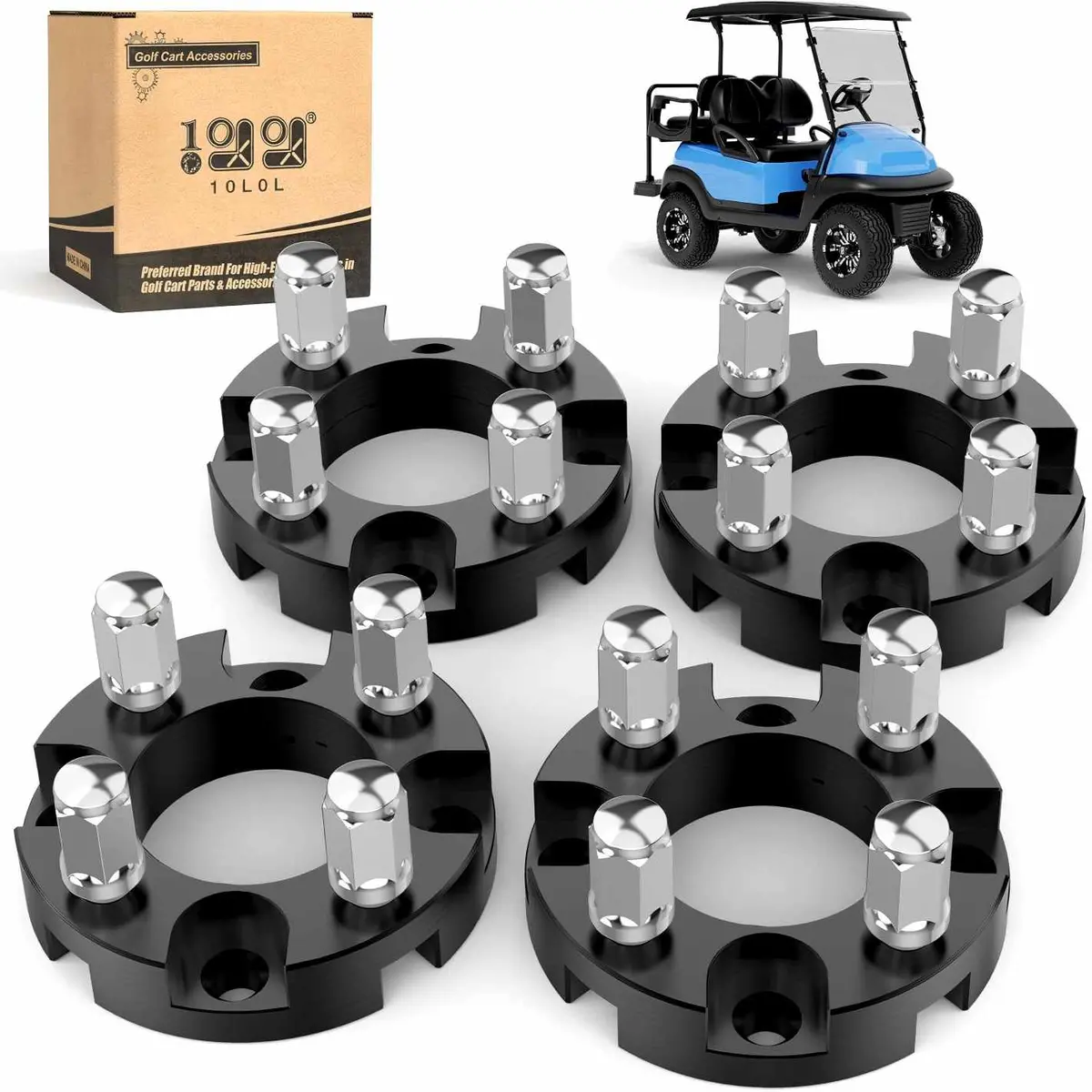 10L0l 1-Inch Golf Cart Wheel Spacers Kit (4 Pack) – Fits Yamaha, Club Car & Ezgo 1