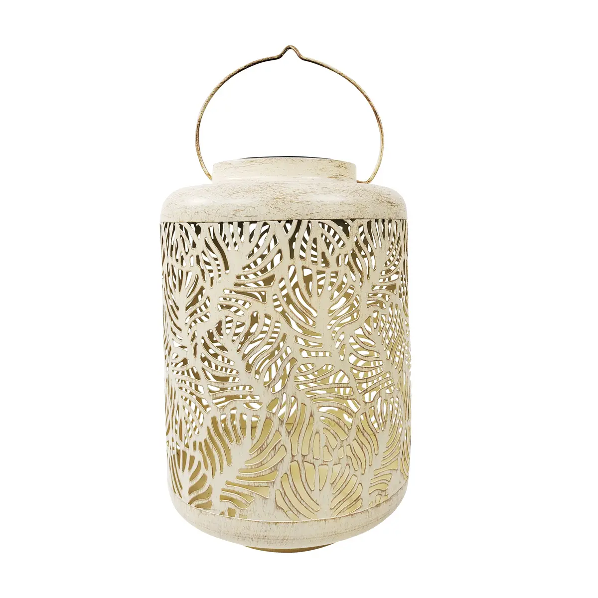 Bliss Outdoors Bsl-308-Wh Solar Led Lantern W/ Banana Leaf Design & Hand Painted Finish | 12-In. Tall | Waterproof Ip44 (White) 2