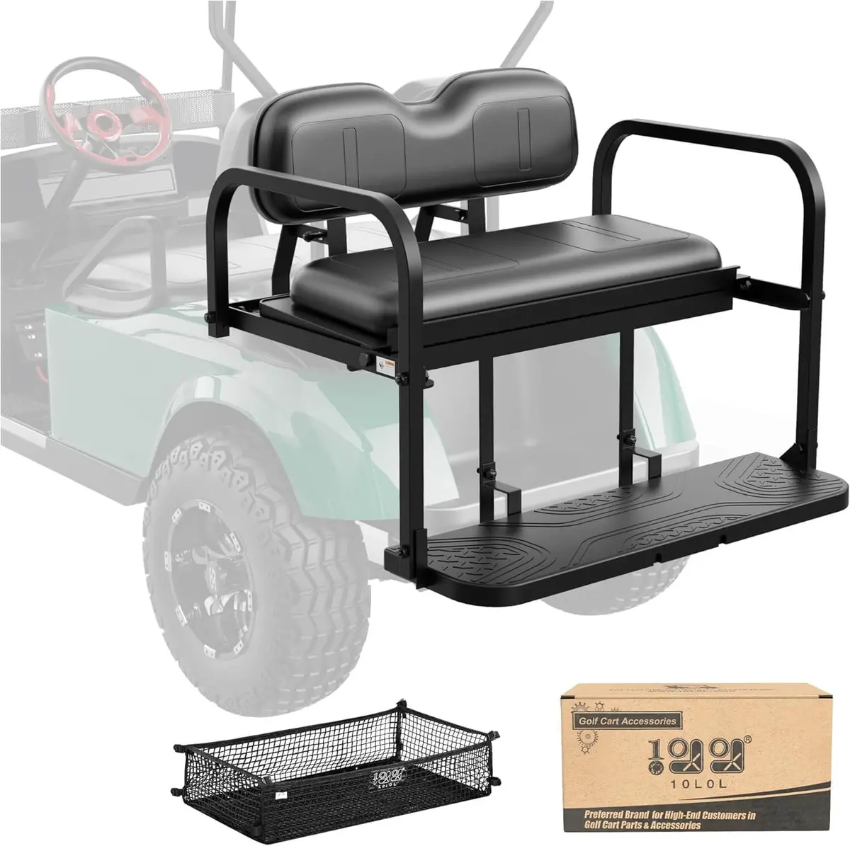 Golf Cart Rear Seat, Flip Folding Back Seat Kit Fits Ezgo Txt No Roof Rear Strut Replacement Needed - 10L0l 1