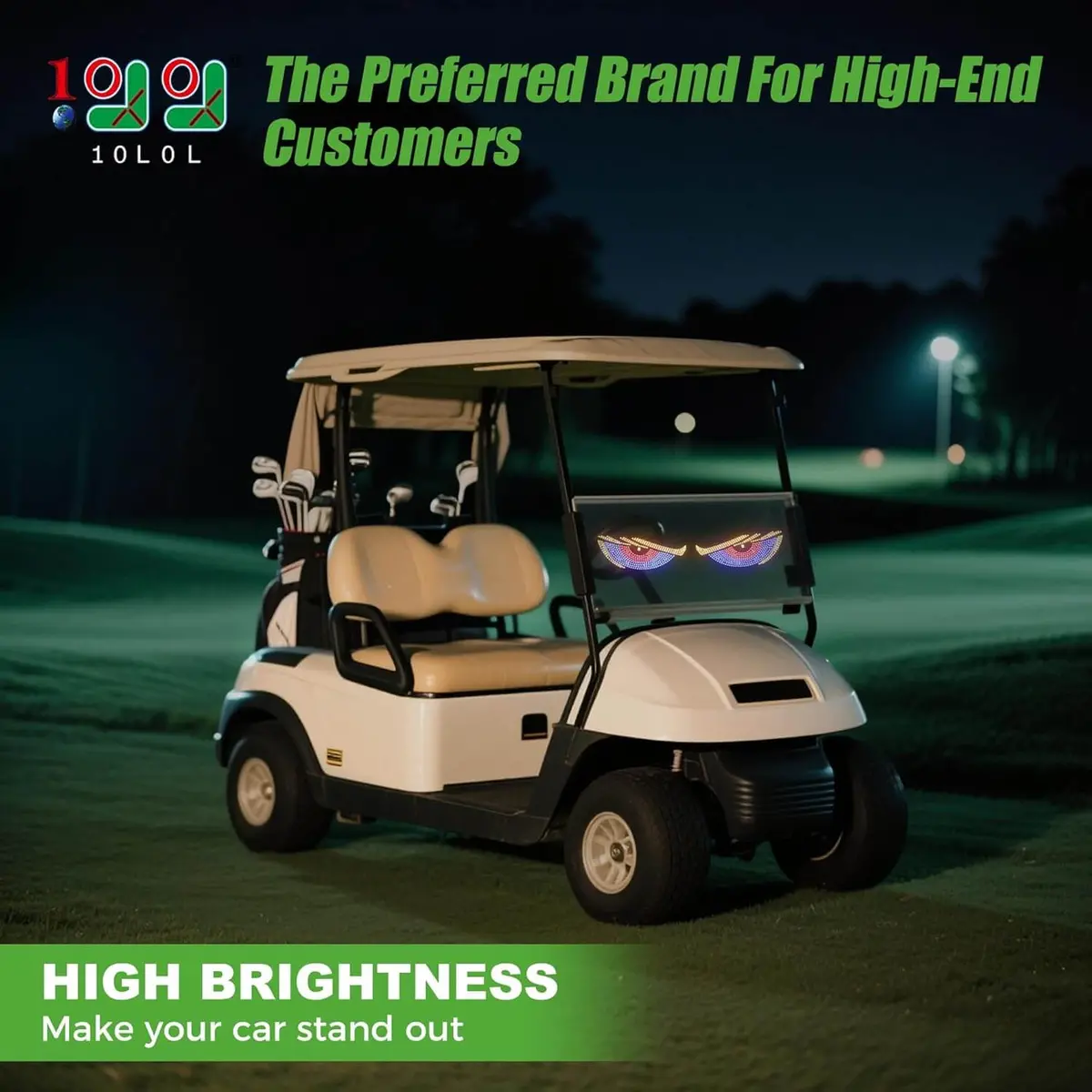 Golf Cart Devil Eyes Led Light – Usb-Powered Windshield Display W/11 Dynamic Modes - 10L0l 2