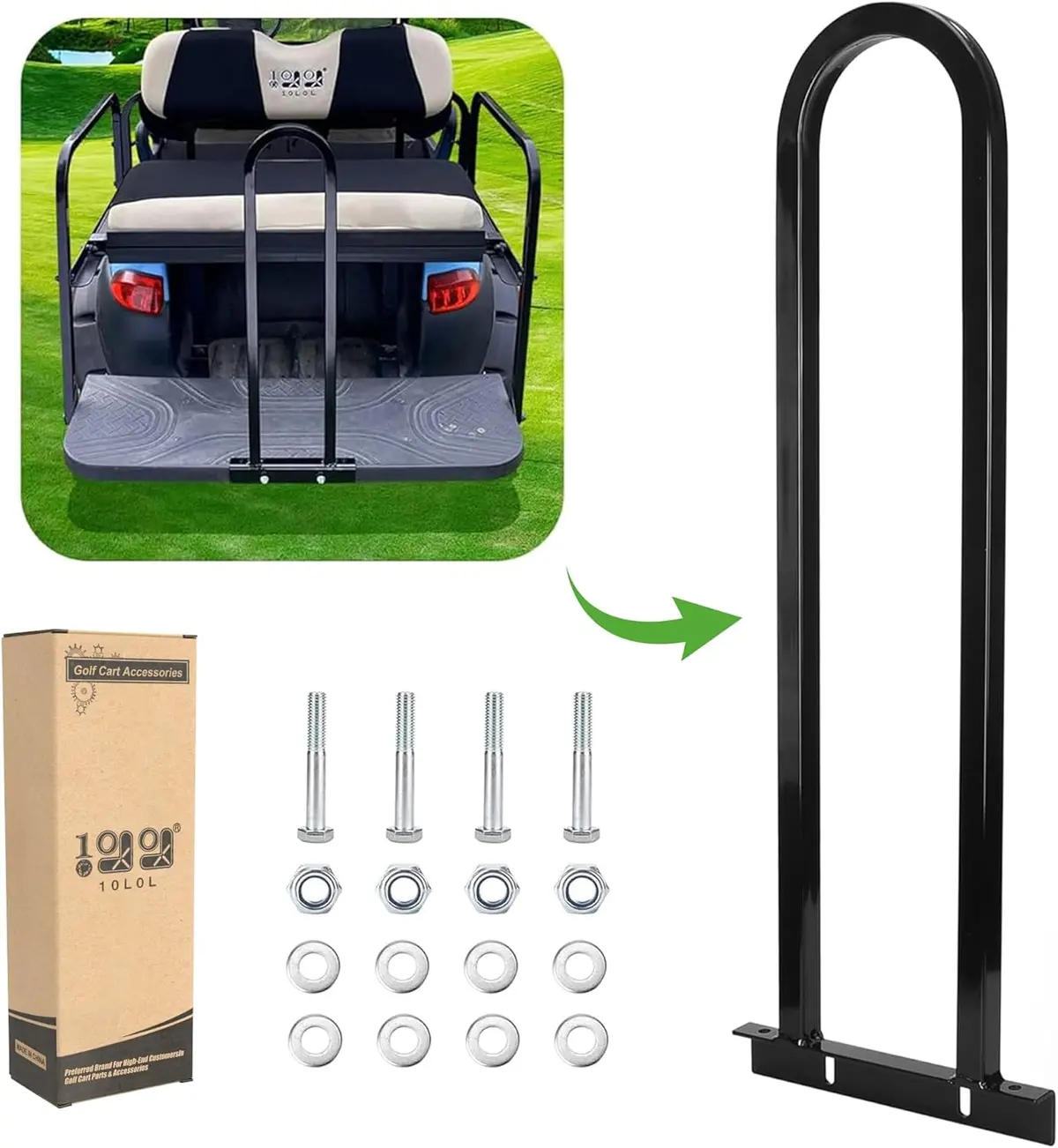 10L0l Universal Golf Cart Rear Grab Bar For Metal Footplate Carts (Yamaha, Ezgo, Club Car) 1