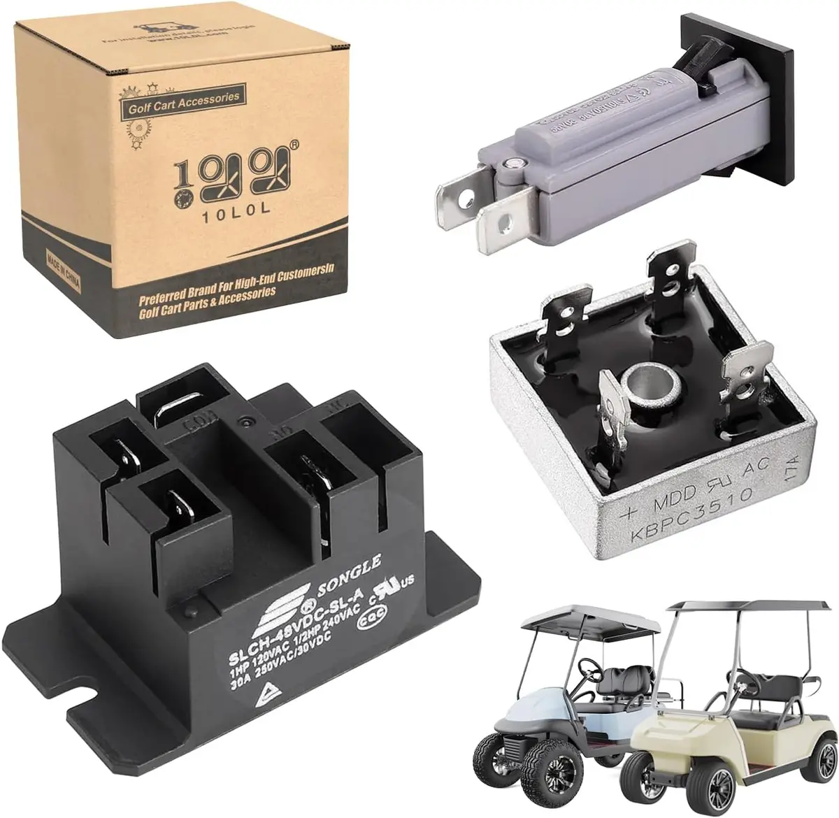 Relay, Rectifier, Circuit Breaker Charger Repair Kit For Club Car 48V Powerdrive 1 & 2 Charger - 10L0l 1