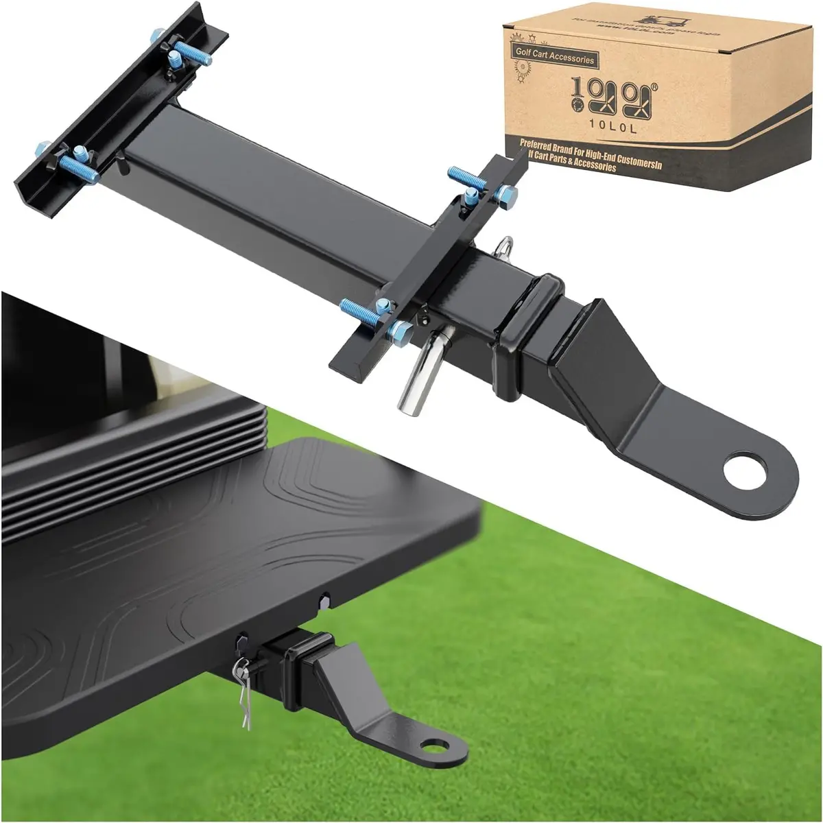10L0l Heavy Duty Golf Cart Trailer Hitch Kit With 2" Receiver For Yamaha, Ezgo, Club Car - Easy Installation 1