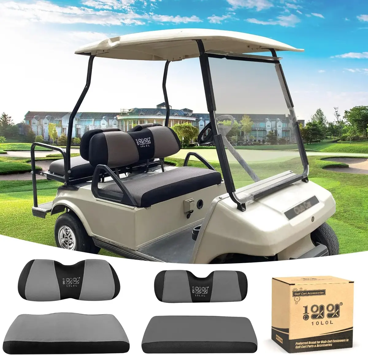 Golf Cart Front Rear Seat Cover Set For Ezgo Txt Rxv & Club Car Ds - 10L0l 3