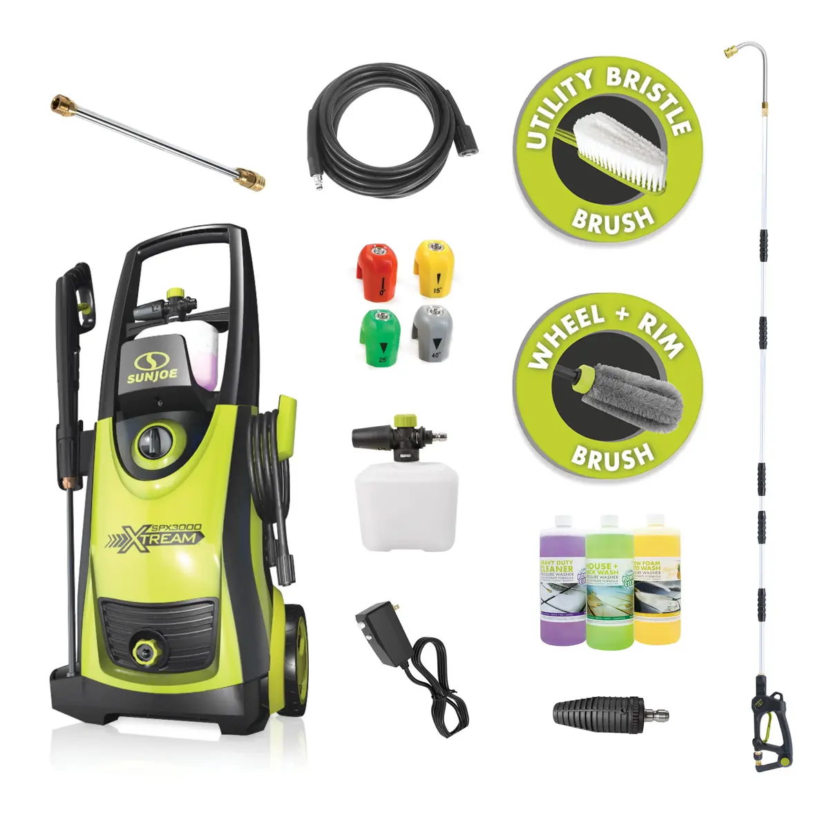 Sun Joe Spx3000®-Xt1-Bv3 Xtream Clean Electric Pressure Washer | 13-Amp | Best Value Accessory Bundle | Xtream Triple Action Power 1