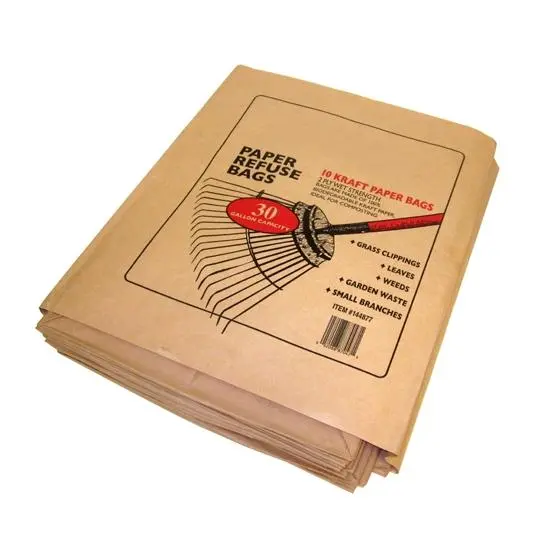 10 Pack, 30 Gallon Biodegradable Paper Lawn And Leaf Bag 2