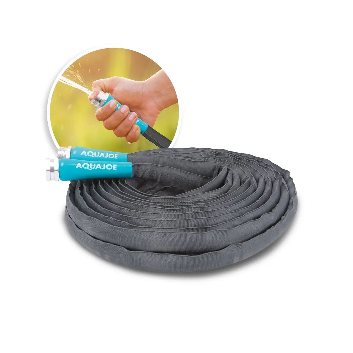 Aqua Joe Ajfjh50-58-Pro Ultra Flexible Kink Free Fiberjacket Garden Hose | 50-Foot | Metal Fittings 1