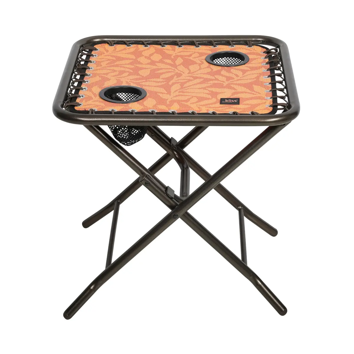Bliss Hammocks Gfc-Tbl-Al Folding Side Table W/ 2 Built-In Cup Holders | 20-In. Surface | Weather Resistant | 40 Lb. Capacity (Amber Leaf) 1