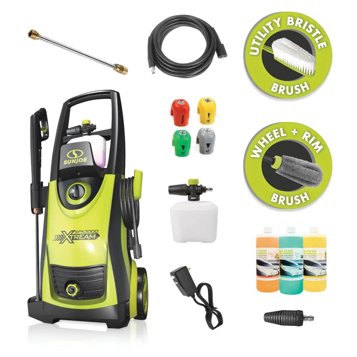Sun Joe Spx3000®-Xt1-Mp4 Xtream Clean Electric Pressure Washer | 13-Amp | Most Popular Accessory Bundle| Xtream Triple Action Power 1