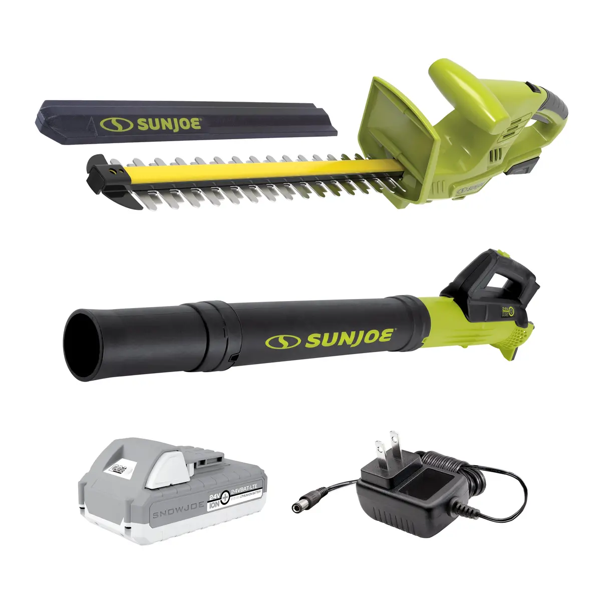 Sun Joe 24V-Ht18-Tb-Lte Garden Combo Kit W/ 24V* 2.0-Ah Batteries + Charger | Hedge Trimmer | Turbine Blower 2