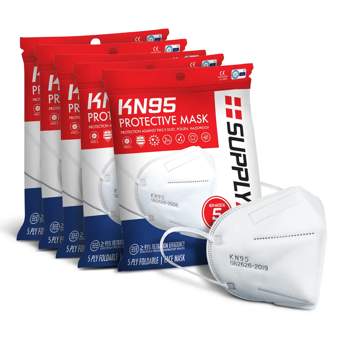 Supplyaid 25-Pack Kn95 Protective Face Mask Bundle | Gb2626 Standard (White) 1
