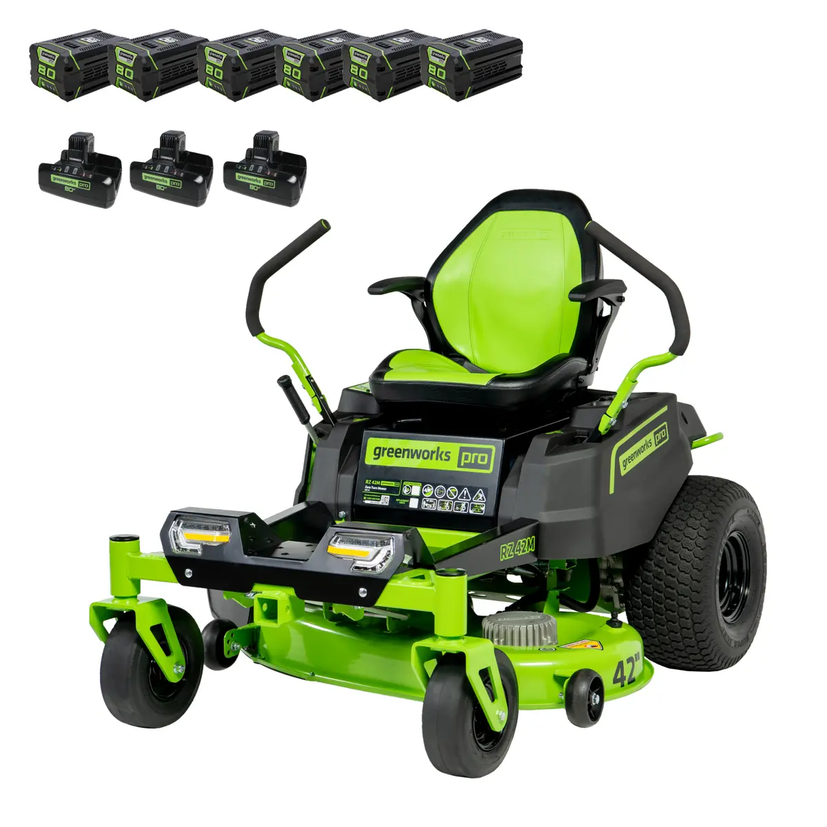 80V 42" Zero Turn Battery Mower, (6) 4.0Ah Batteries And (3) Dual Port Chargers Included 1