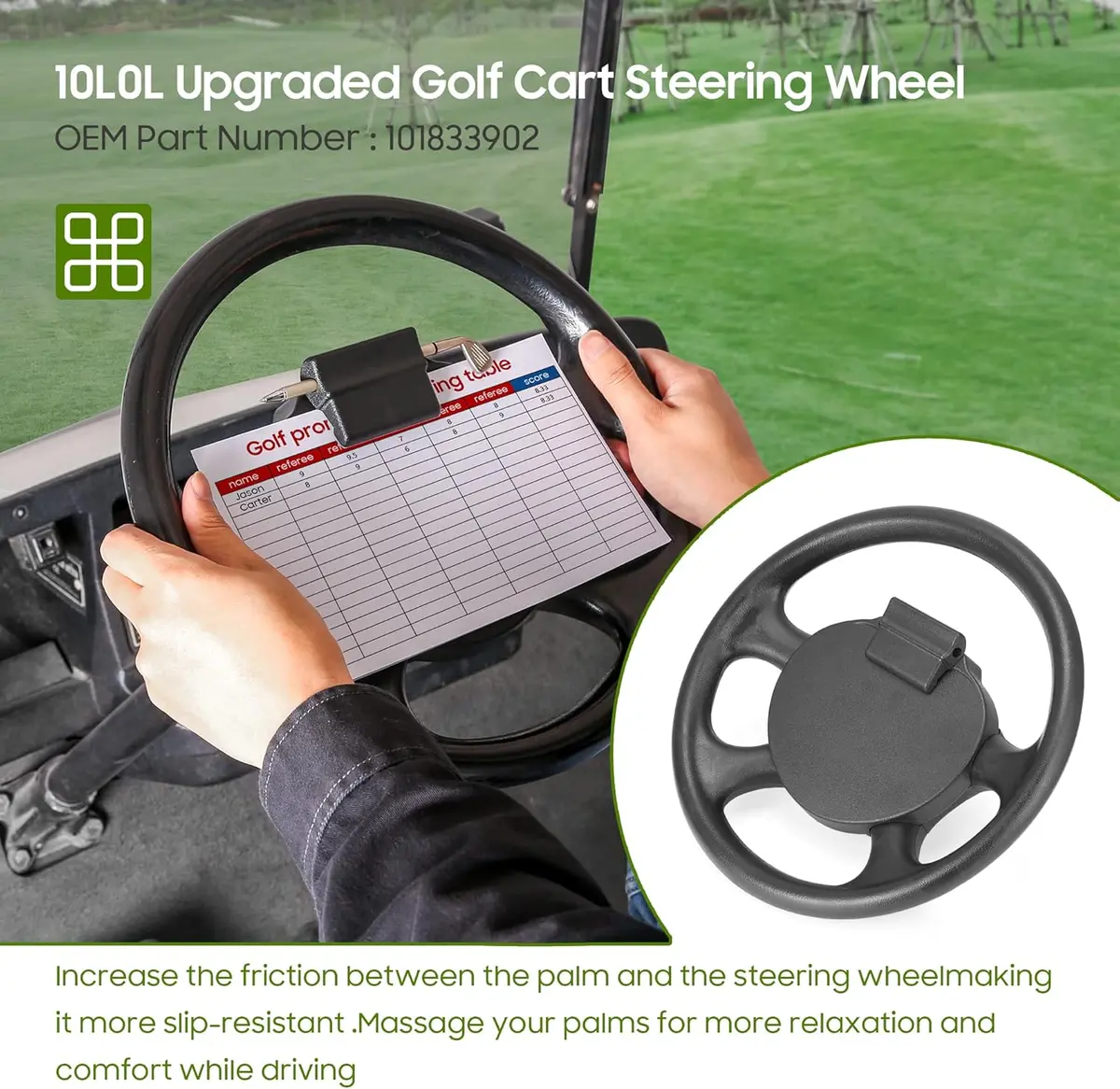 Golf Cart Steering Wheel With Scorecard Holder And Pen Holder For Club Car Precedent - 10L0l 2