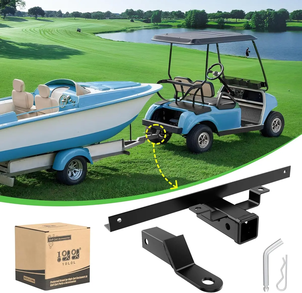 Golf Cart Trailer Hitch Suitable For Club Car Ds Models Backseat Footrest - 10L0l 1