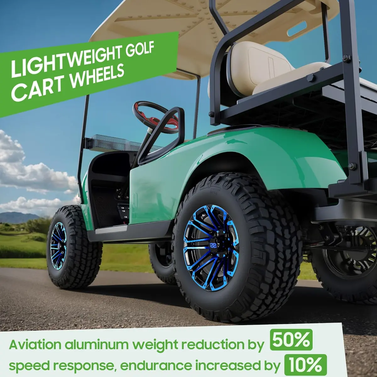 14 Inch Golf Cart Rims One-Piece Cast Aluminum Structure Stylish Appearance Upgrade - 10L0l 3