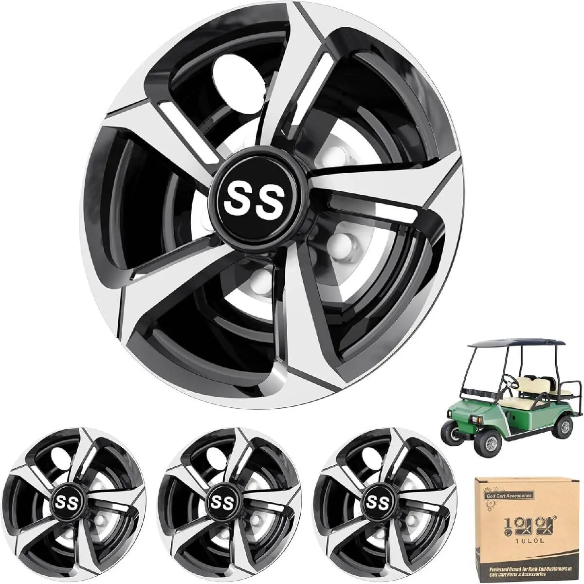 10L0l 8-Inch Golf Cart Blade Wheel Covers Hub Caps – Snap-On Style (Set Of 4) 1
