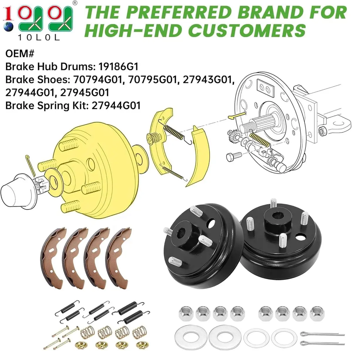 Golf Cart Brake Maintenance Kit For 1997-Up Electric Ezgo Txt Pds - 10L0l 2