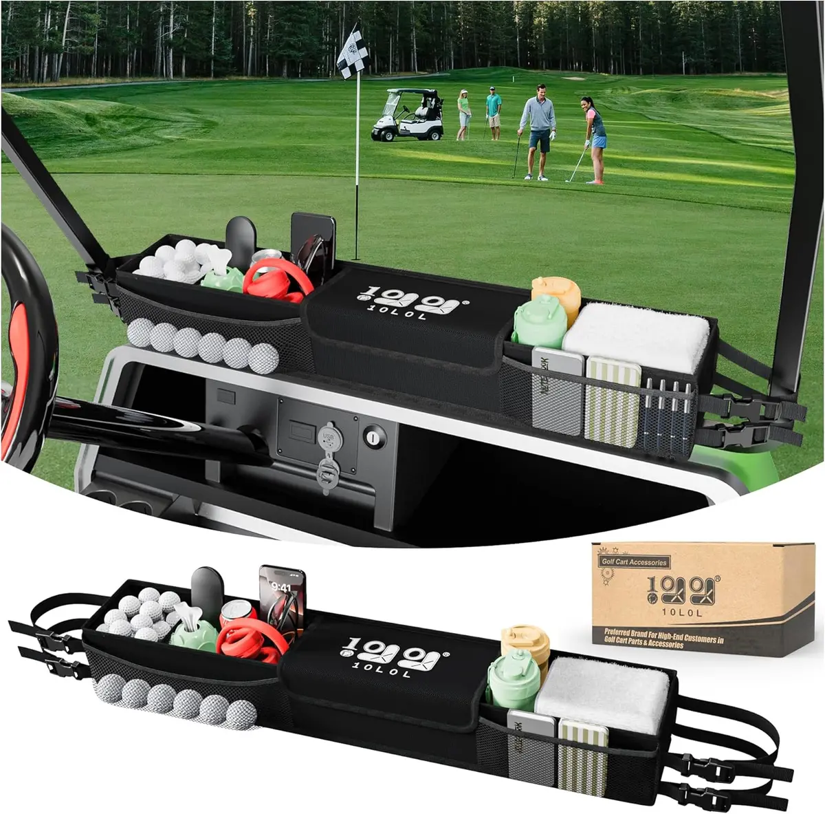 10L0l Universal Golf Cart Inner Front Storage Basket For Ezgo, Yamaha & Club Car 1