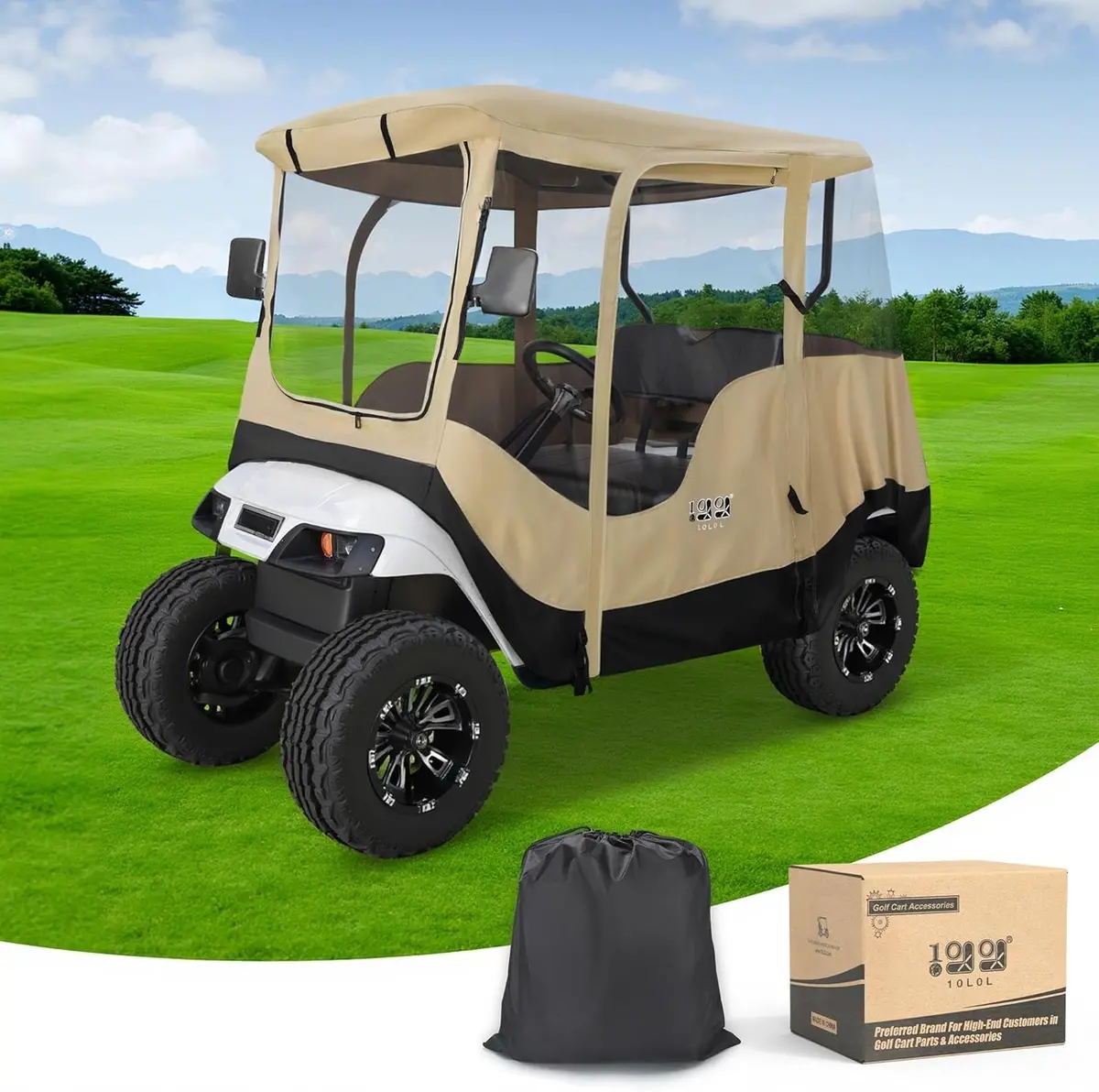10L0l Golf Cart 2 Passenger Enclosure For Ezgo Txt & Rxv, 4-Sided Clear Window Rain Cover 3