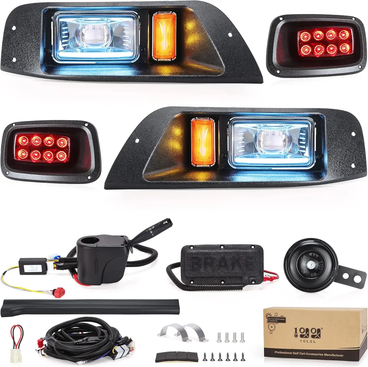 10L0l Upgrade Golf Cart Light Kit For Ezgo Txt, Headlight Taillight Kit With Low/High Beam 1