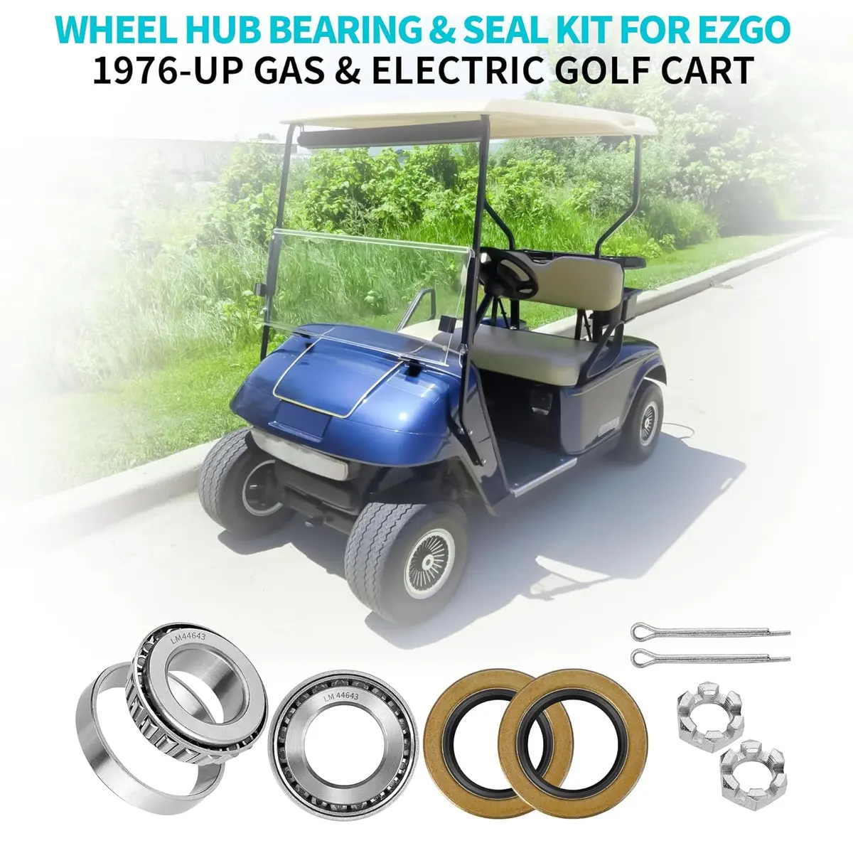 Golf Cart Wheel Hub Bearing & Seal Kit For Ezgo 1976-Up Gas & Electric - 10L0l 2