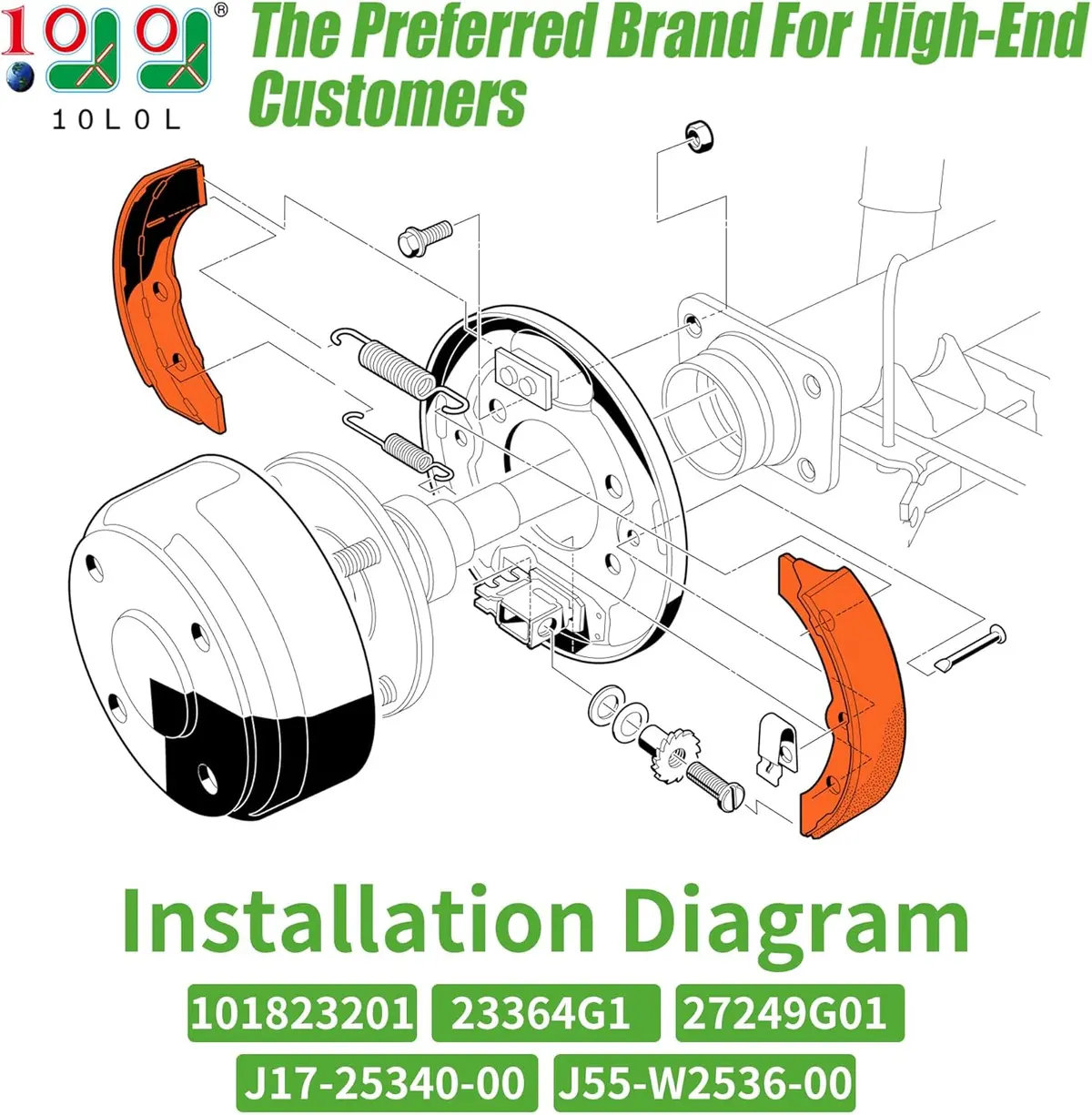Golf Car Brake Pads (2Long, 2 Short) For Club Car Ezgo Yamaha - 10L0l 2
