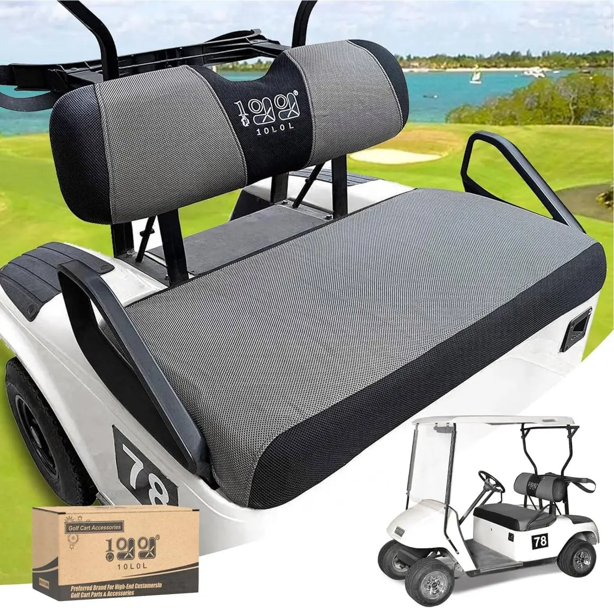 10L0l Premium Golf Cart Front Seat Covers For Ezgo Txt Rxv & Club Car Ds 2000-Up 3