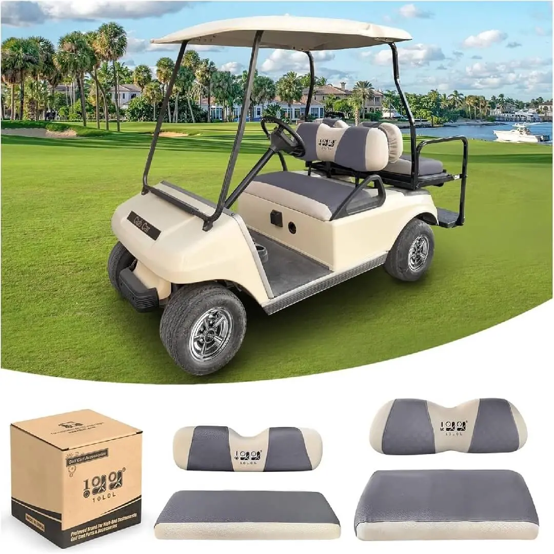 Golf Cart Front Rear Seat Cover Set For Ezgo Txt Rxv & Club Car Ds - 10L0l 5