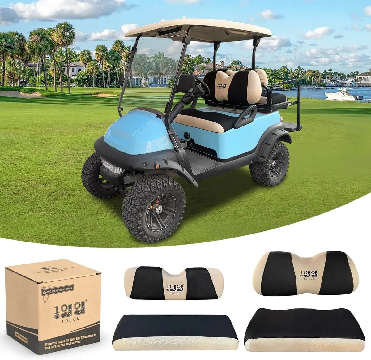 10L0l Golf Cart Front Rear Seat Cover Set For Club Car Precedent Onward Tempo & Yamaha G29 Drive/Drive 2 3