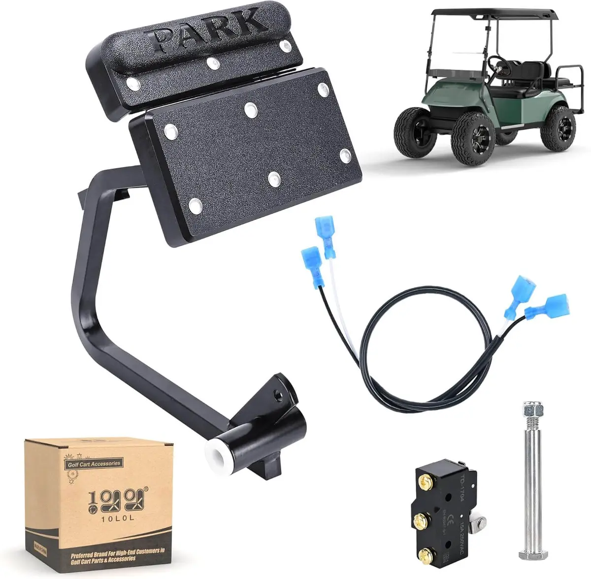 Golf Cart Brake Pedal Kit With Brake Light Wire Fits Ezgo Txt, Medalist G&E 1994-Up - 10L0l 2