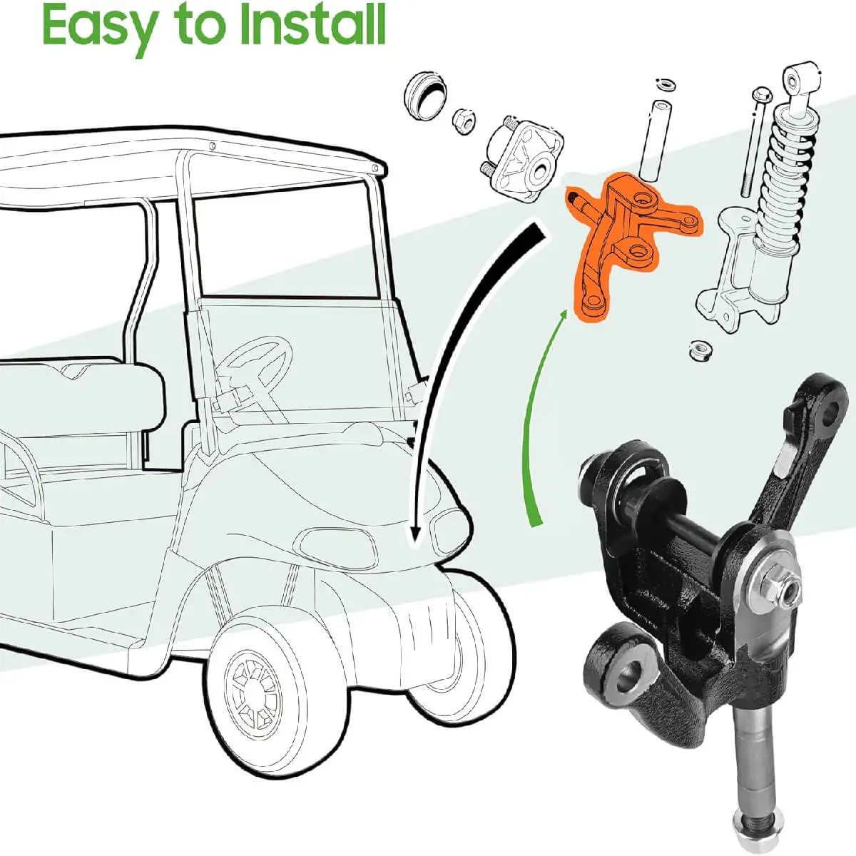 10L0l Golf Cart Spindle Assembly For Ezgo Rxv Gen4 (2024+) | Driver & Passenger Side 2