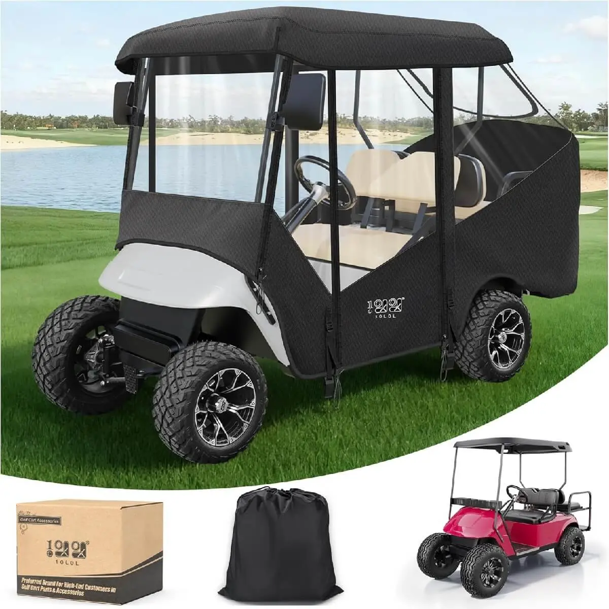 10L0l 4 Passenger Golf Cart Enclosure – 57" Short Roof For Ezgo Txt Rxv & Club Car Ds Precedent 1