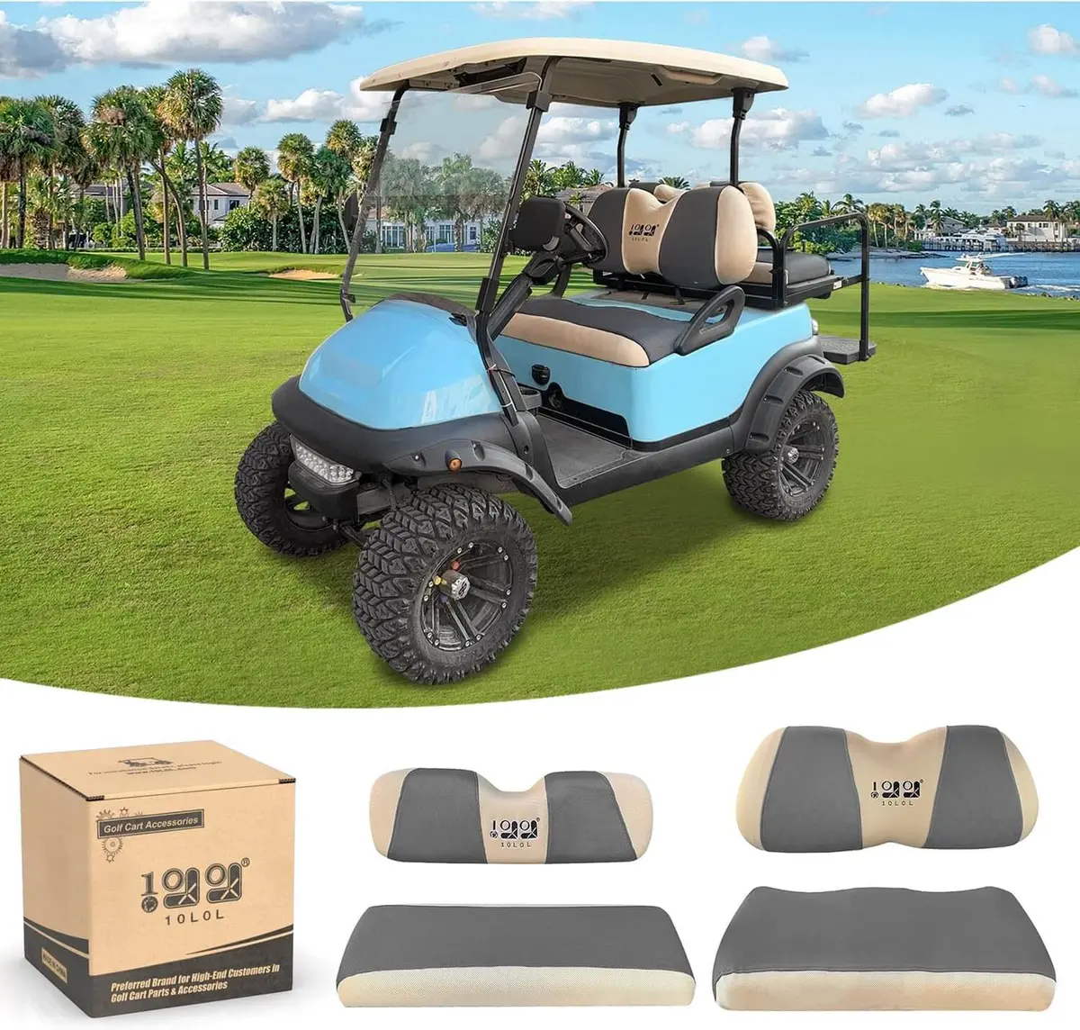 10L0l Golf Cart Front Rear Seat Cover Set For Club Car Precedent Onward Tempo & Yamaha G29 Drive/Drive 2 1