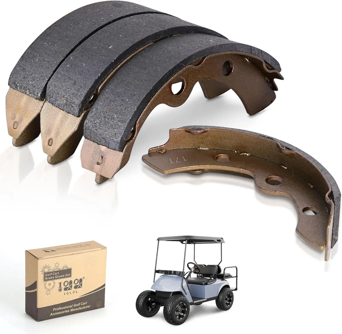 Golf Car Brake Pads (2Long, 2 Short) For Club Car Ezgo Yamaha - 10L0l 1