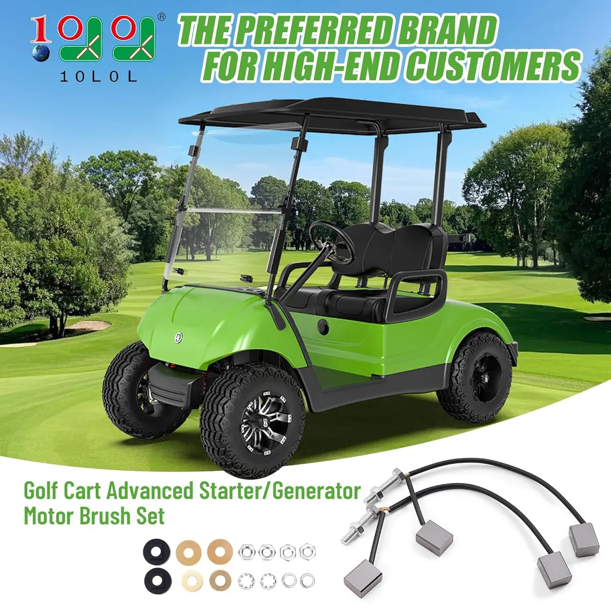 10L0l Golf Cart Starter/Generator Motor Brush Set For Club Car, Ezgo, Yamaha 2