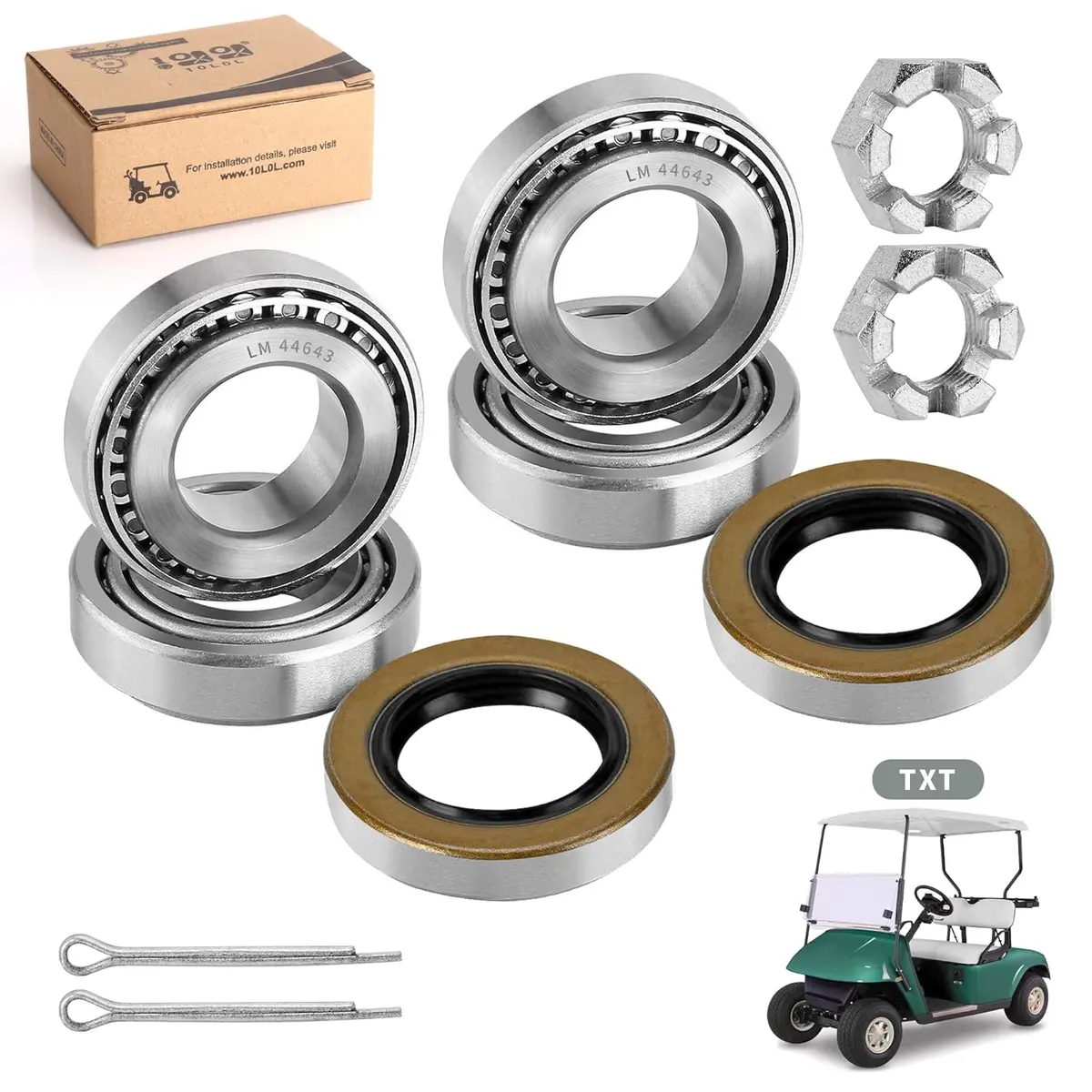 Golf Cart Wheel Hub Bearing & Seal Kit For Ezgo 1976-Up Gas & Electric - 10L0l 1