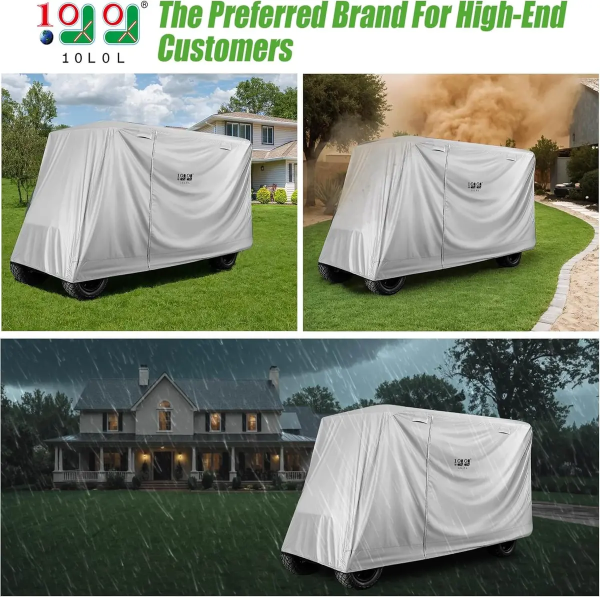 6 Seater Waterproof Golf Cart Cover 420D Oxford Cloth Universal For Yamaha, Ezgo, Club Car - 10L0l 2