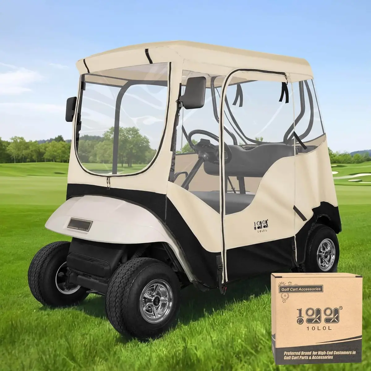 10L0l Golf Cart 2 Passenger Enclosure For Ezgo Txt & Rxv, 4-Sided Clear Window Rain Cover 2