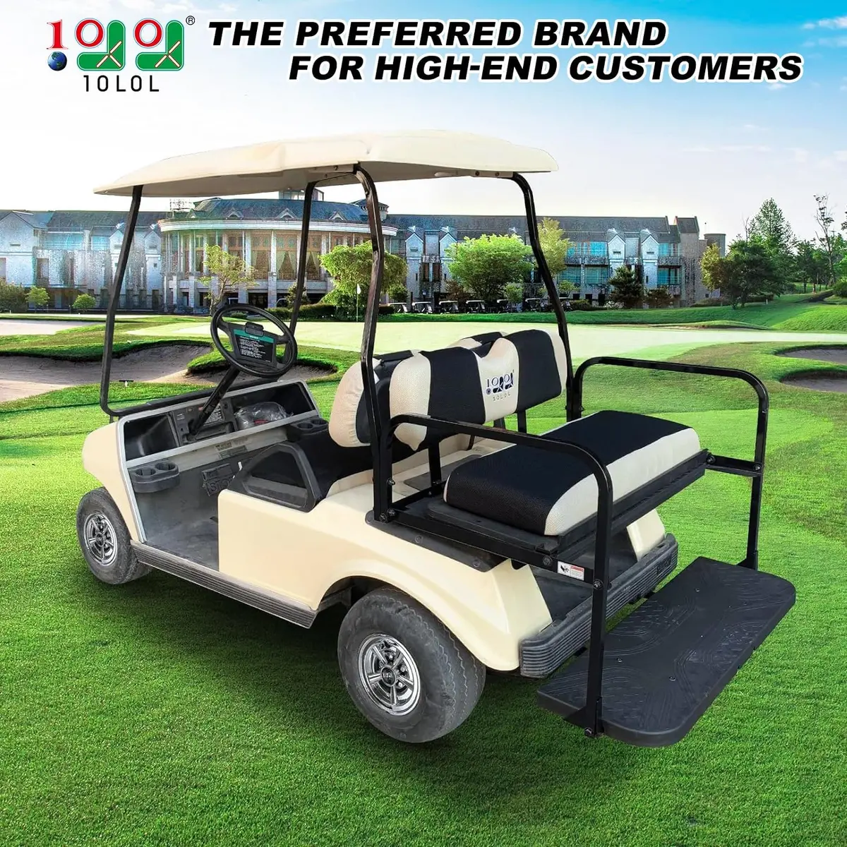 Golf Cart Front Rear Seat Cover Set For Ezgo Txt Rxv & Club Car Ds - 10L0l 3