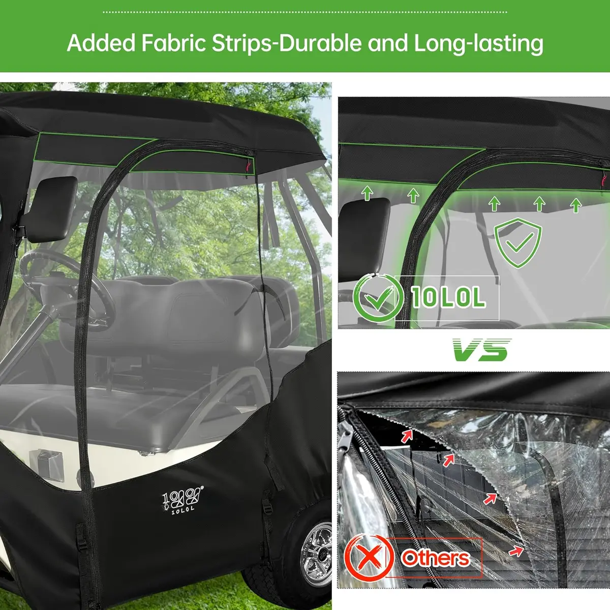 10L0l 4 Passenger Golf Cart Enclosures For Club Car Ds - 4-Sided Weather Protection 3