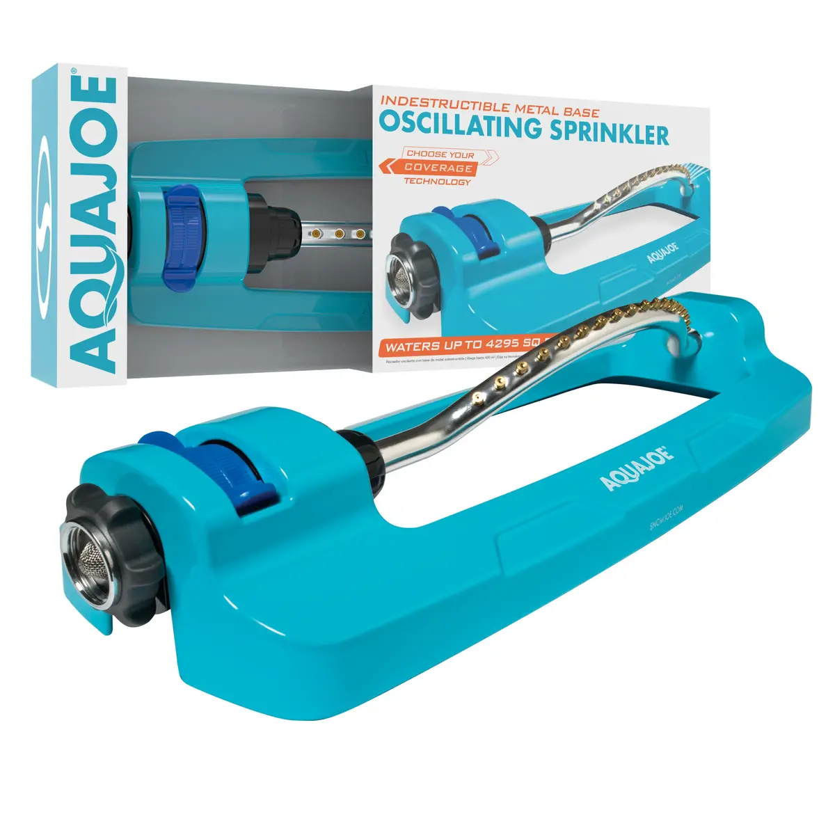 Aqua Joe Aj-Oms18-Brs Indestructible Metal Base Oscillating Sprinkler | Customizable Coverage | 4295 Sq. Ft. Max Coverage 1