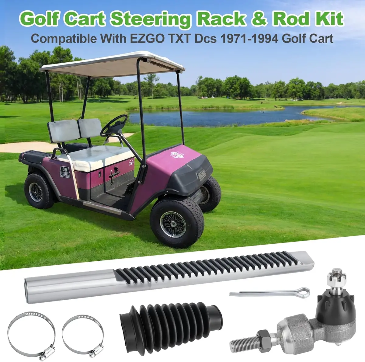 Golf Cart Steering Rack & Rod Kit With Ball Joint/Boot Cover For Ezgo Marathon 1971-1994 - 10L0l 2