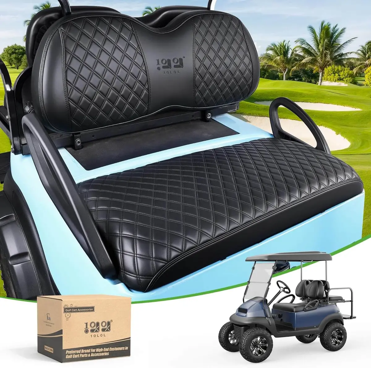 Memory Foam Waterproof Leather Golf Cart Seat Cover For Ezgo Txt Club Car Precedent - 10L0l 1