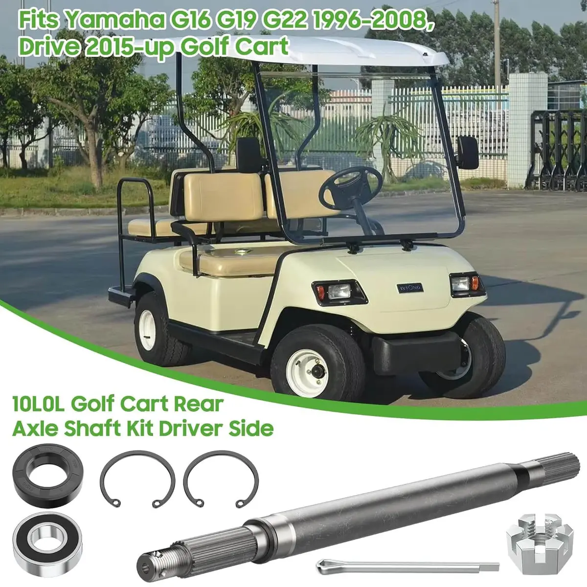 Golf Cart Rear Axle With Bearing Seal Kit For Yamaha G16 G19 G22 1996-2008 Drive 2015-Up - 10L0l 2