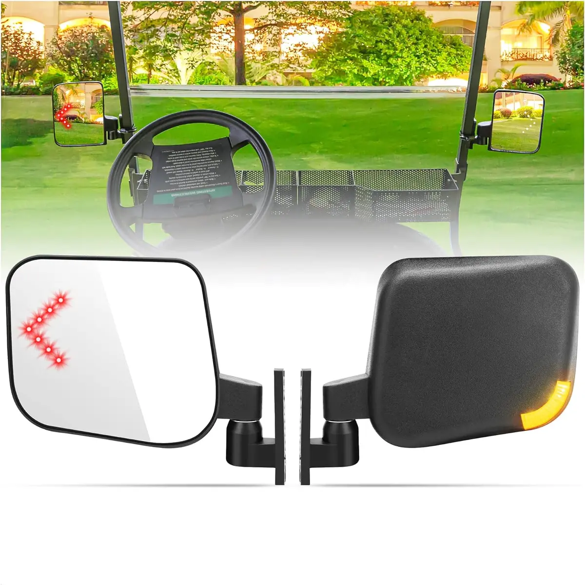 Golf Cart Side Mirrors With Turn Signals For Ezgo Club Car Yamaha - 10L0l 1