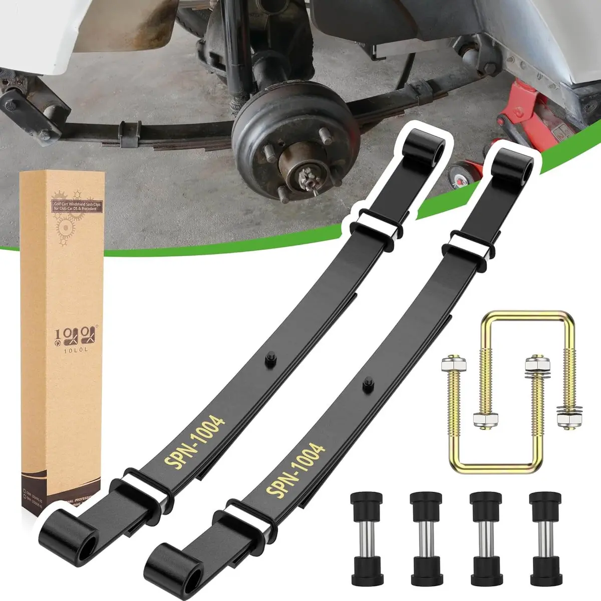 10L0l Golf Cart Heavy Duty Rear 3-Leaf Spring Kit With Bushings & Sleeves For Ezgo Txt 1995-2013 1